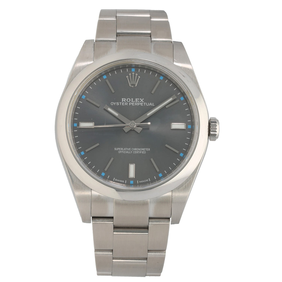 Rolex Oyster Perpetual 114300, grey dial in 39mm stainless steel case and 17.5cm bracelet