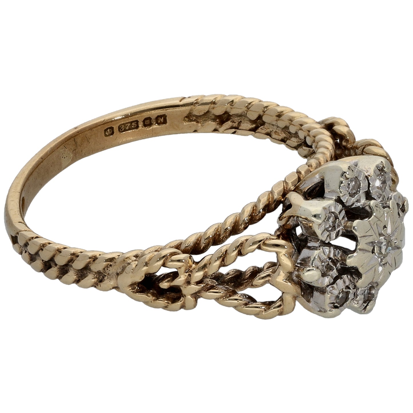 9ct Gold 0.045ct Diamond Cluster Ring Size L