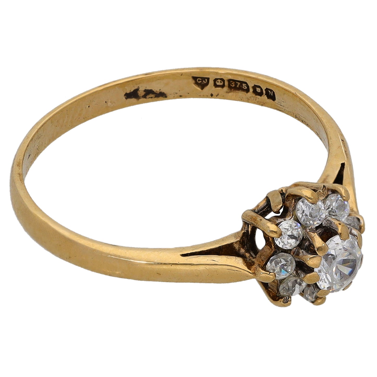 9ct Gold Cubic Zirconia Cluster Ring Size O