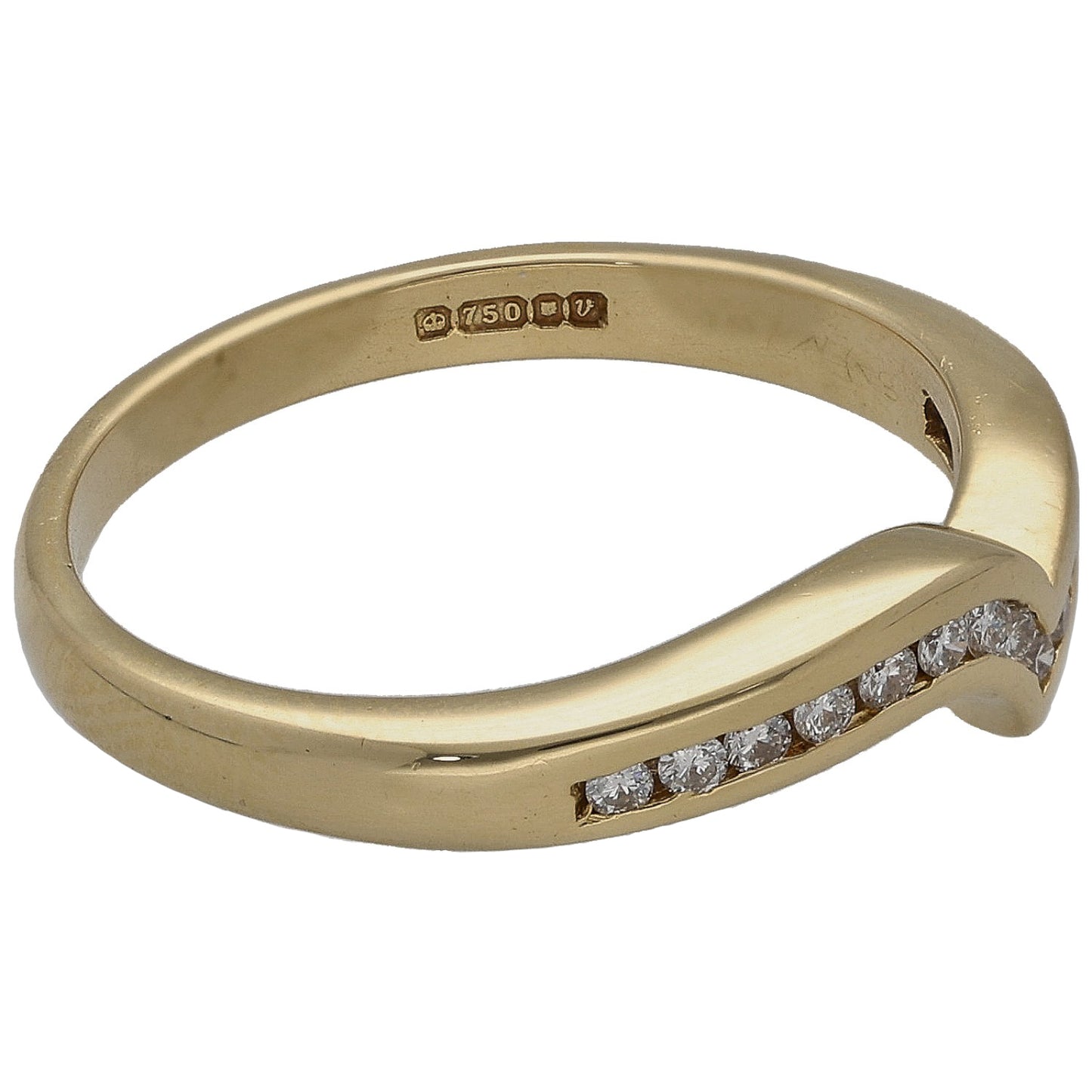 18ct Gold 0.16ct Diamond Wishbone Ring Size M