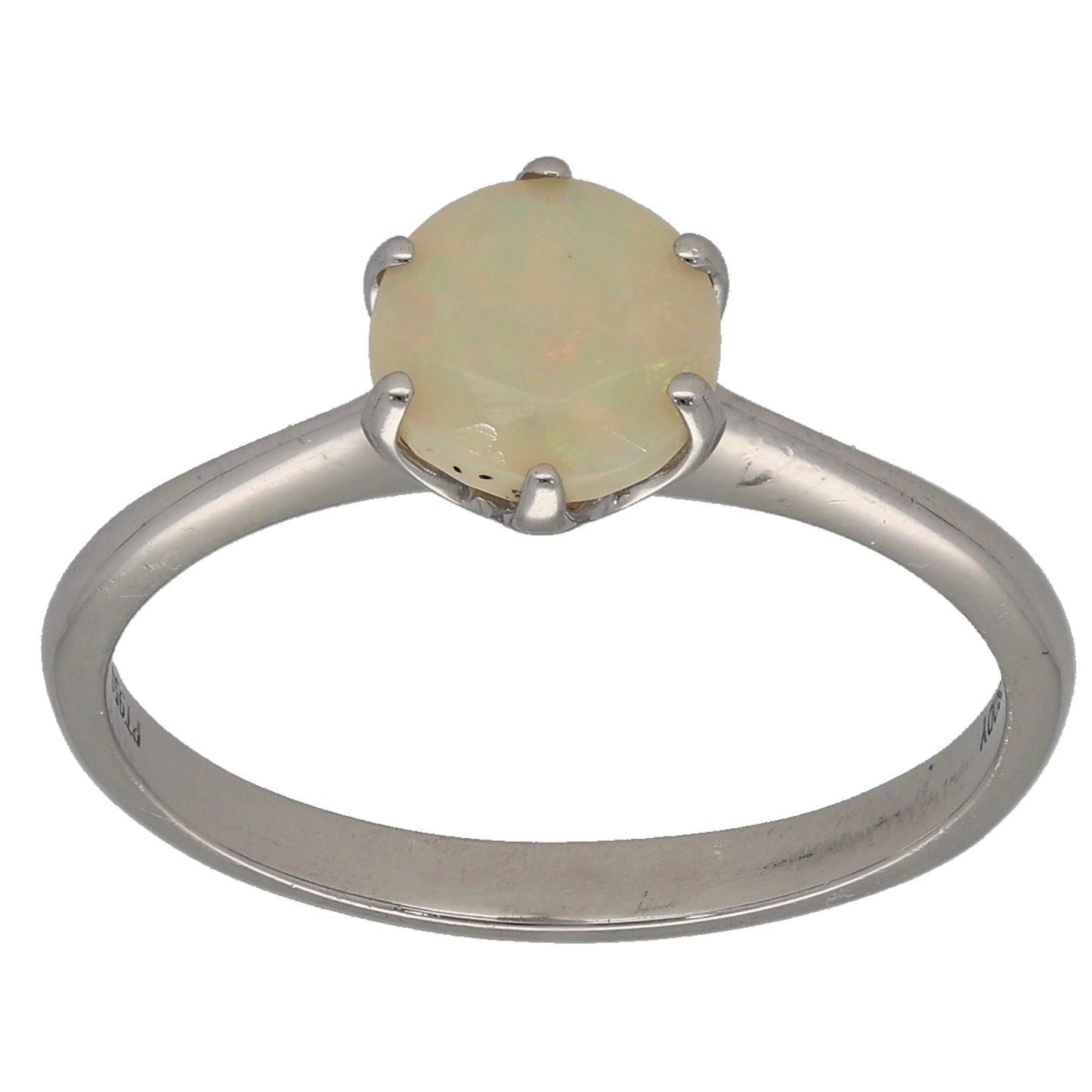 Platinum Opal Single Stone Ring Size Q