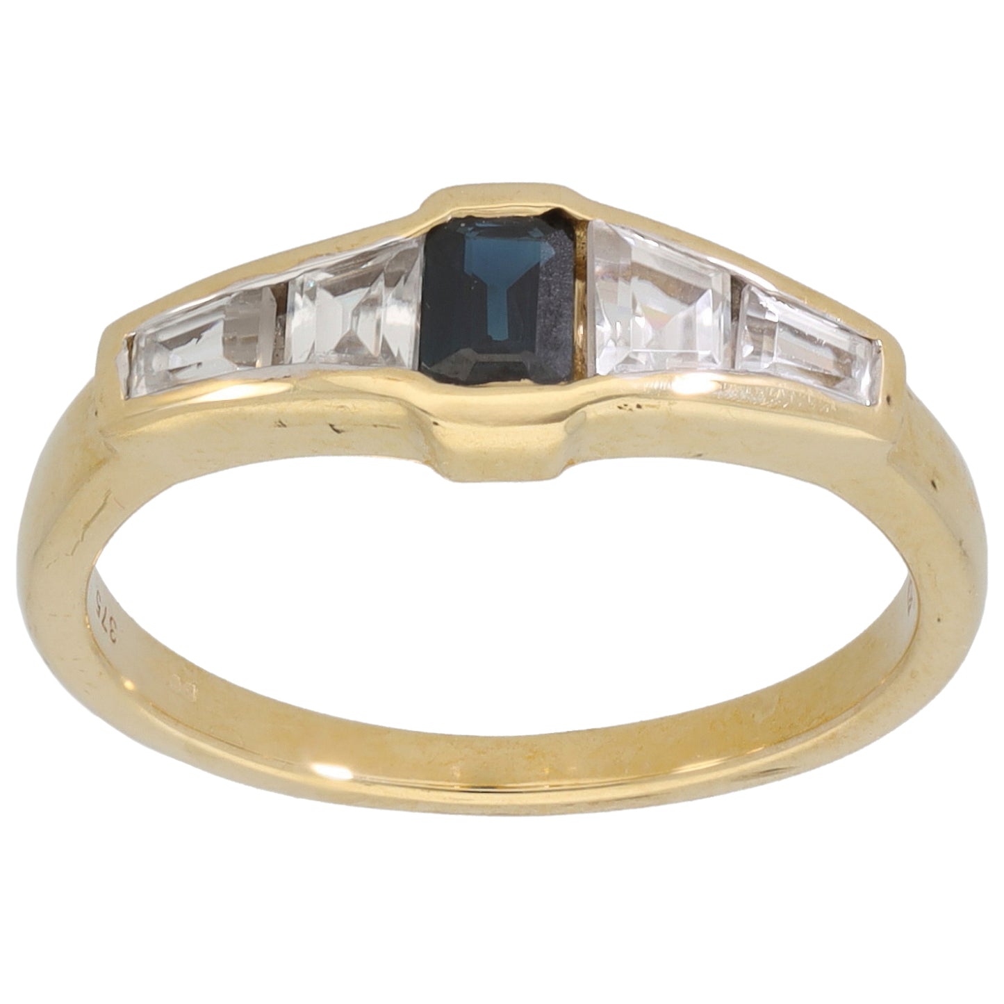 9ct Gold Cubic Zirconia & Sapphire Dress/Cocktail Ring Size L