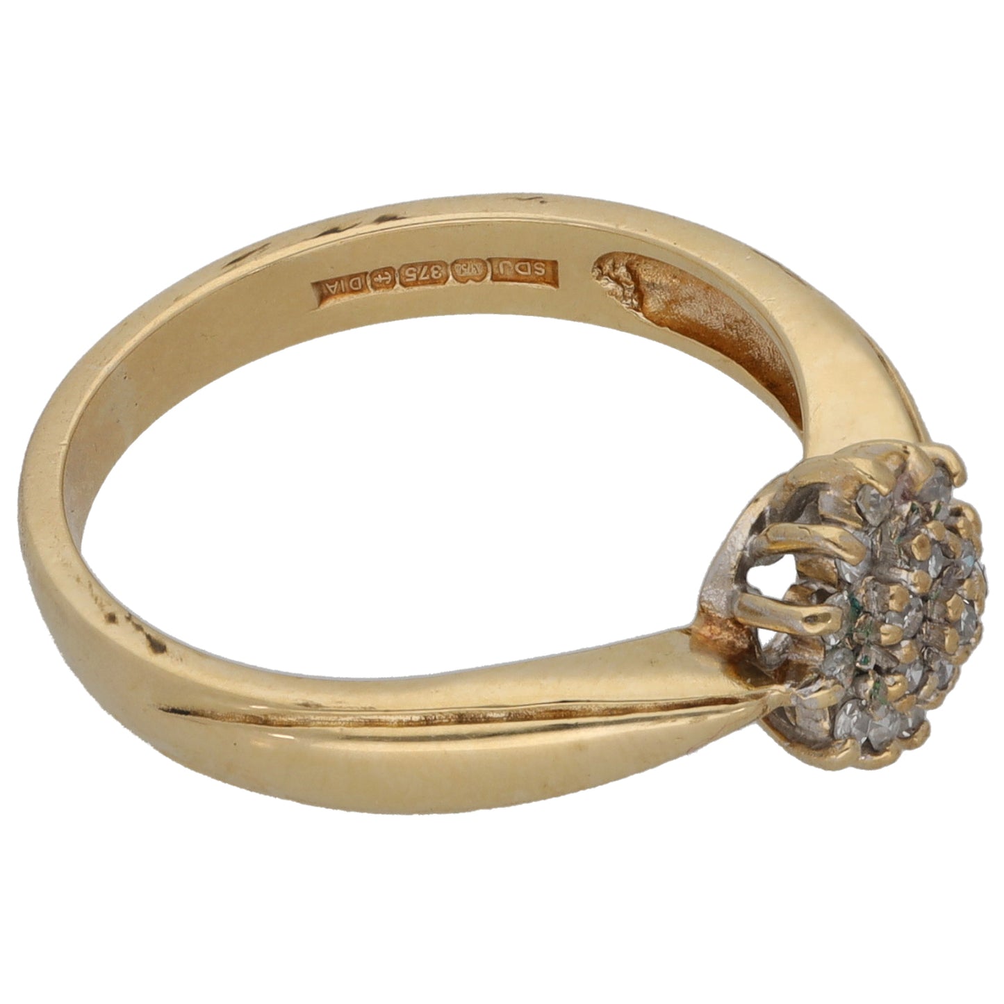 9ct Gold 0.19ct Diamond Cluster Ring Size M