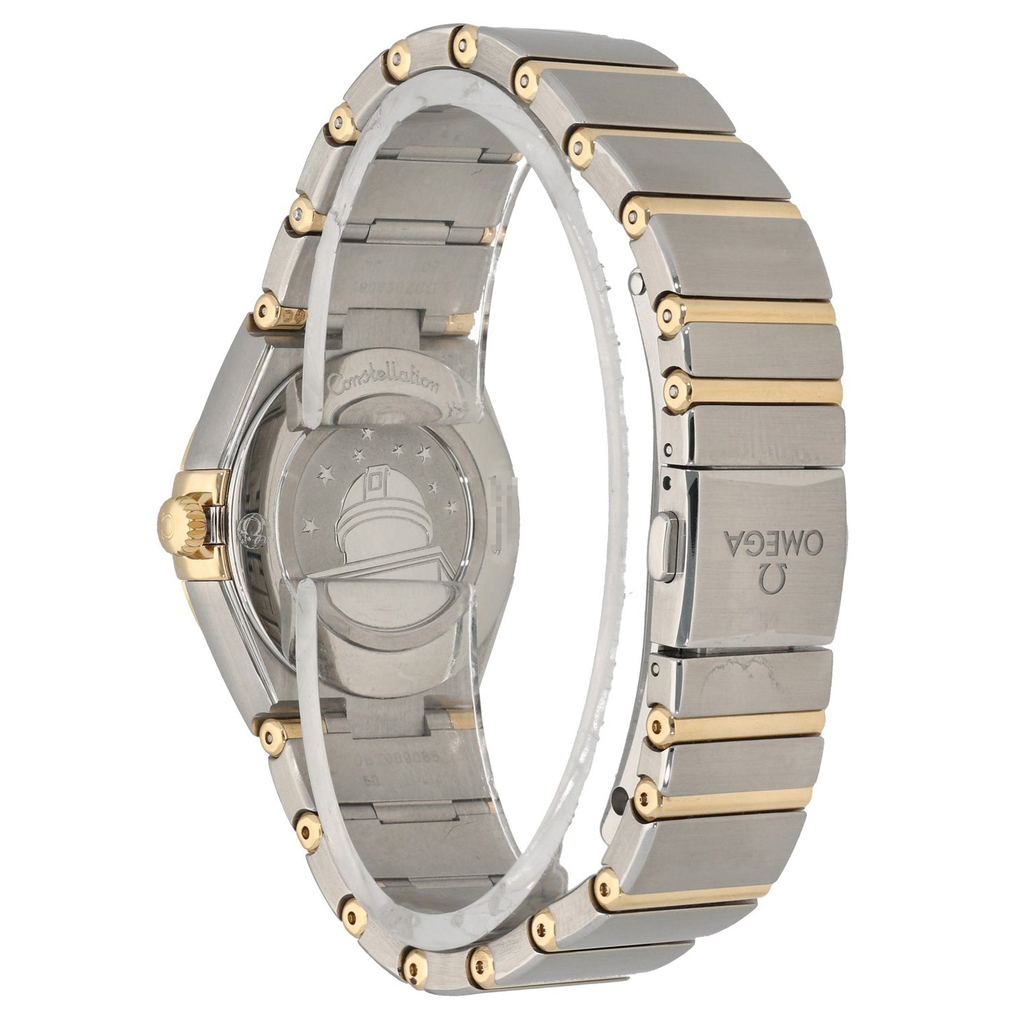 Omega Constellation 131.20.28.60.55.002, white mother of pearl dial, stainless steel and gold rear image