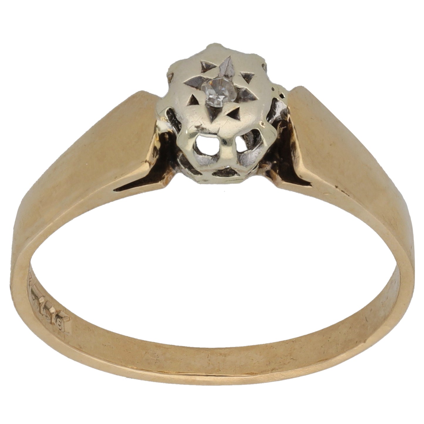 9ct Bicolour Gold 0.01ct Diamond Solitaire Ring Size P