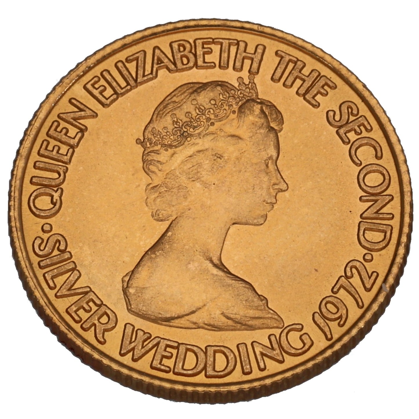 22ct Gold Queen Elizabeth II Silver Wedding Five Pounds Coin 1972