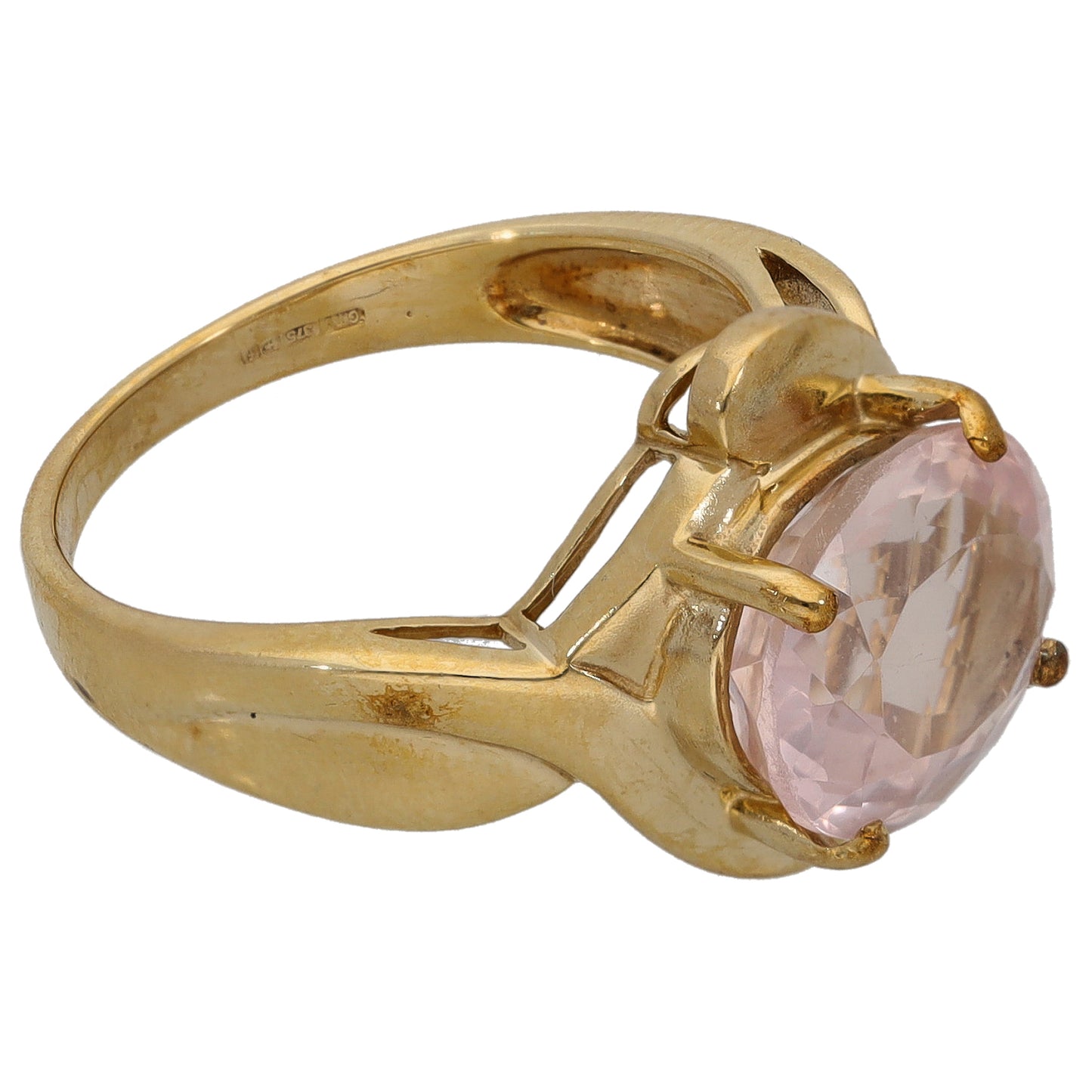 9ct Gold Rose Quartz Single Stone Ring Size N