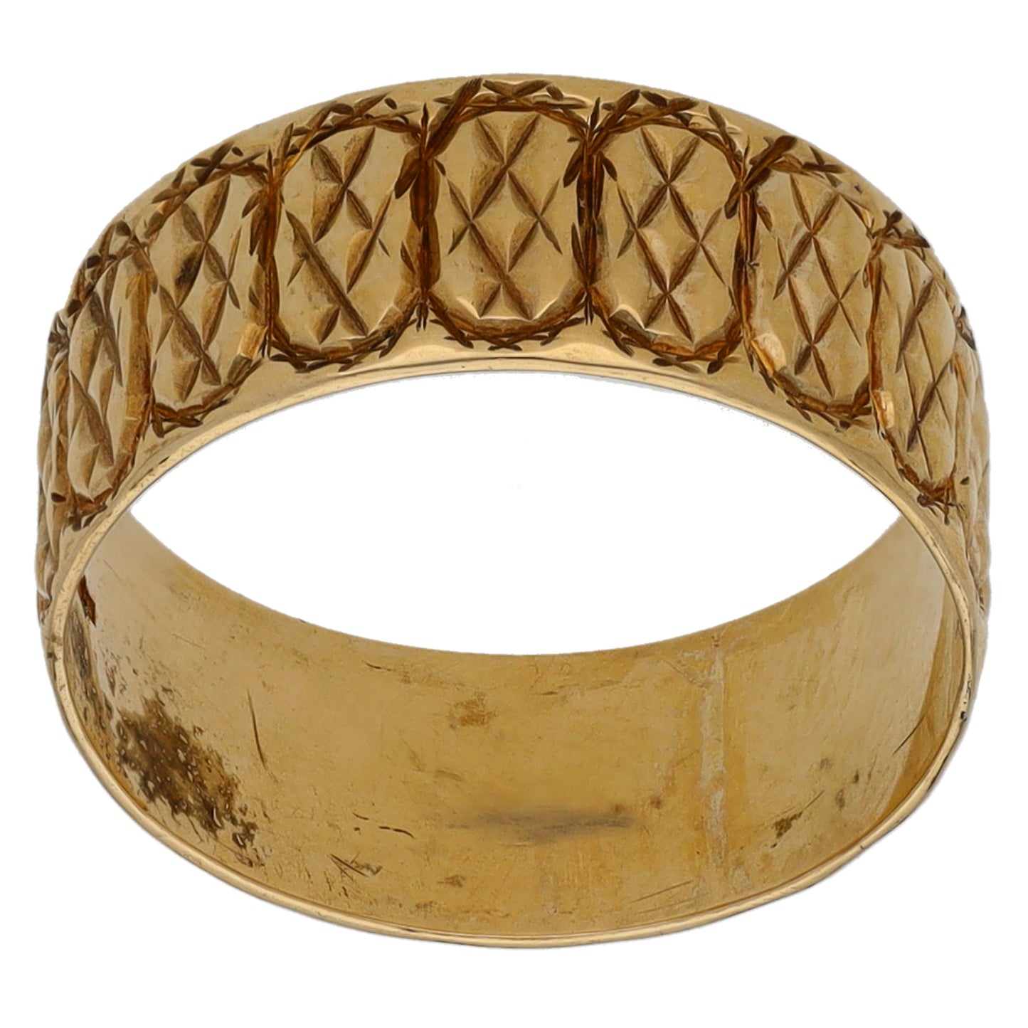 9ct Gold Patterned Wedding Ring Size Q