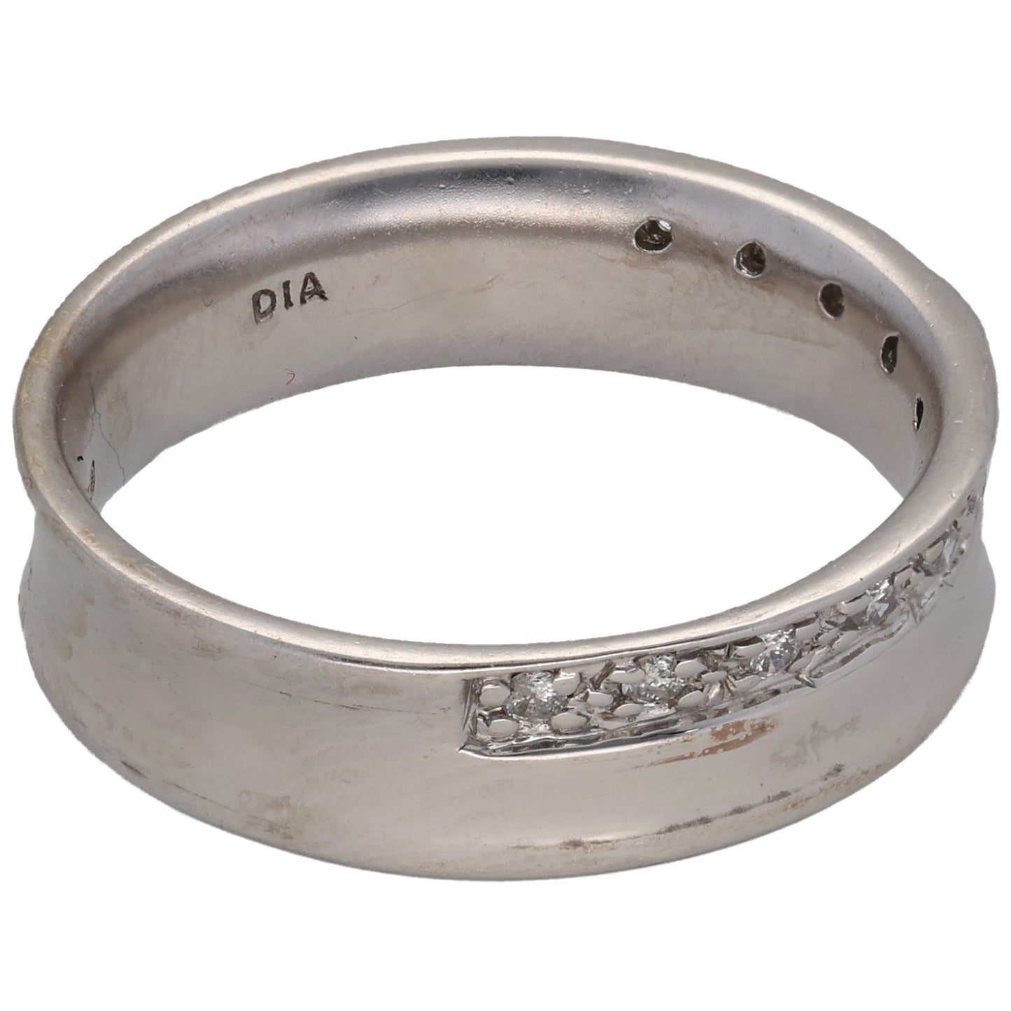 9ct White Gold 0.11ct Diamond Shaped Wedding Ring Size P