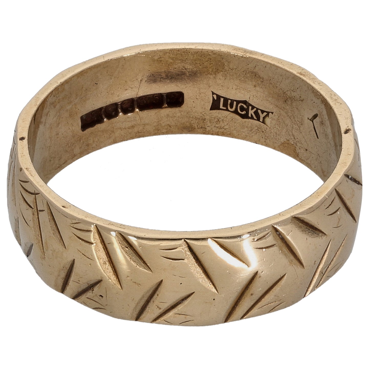 9ct Gold Patterned Wedding Ring Size K