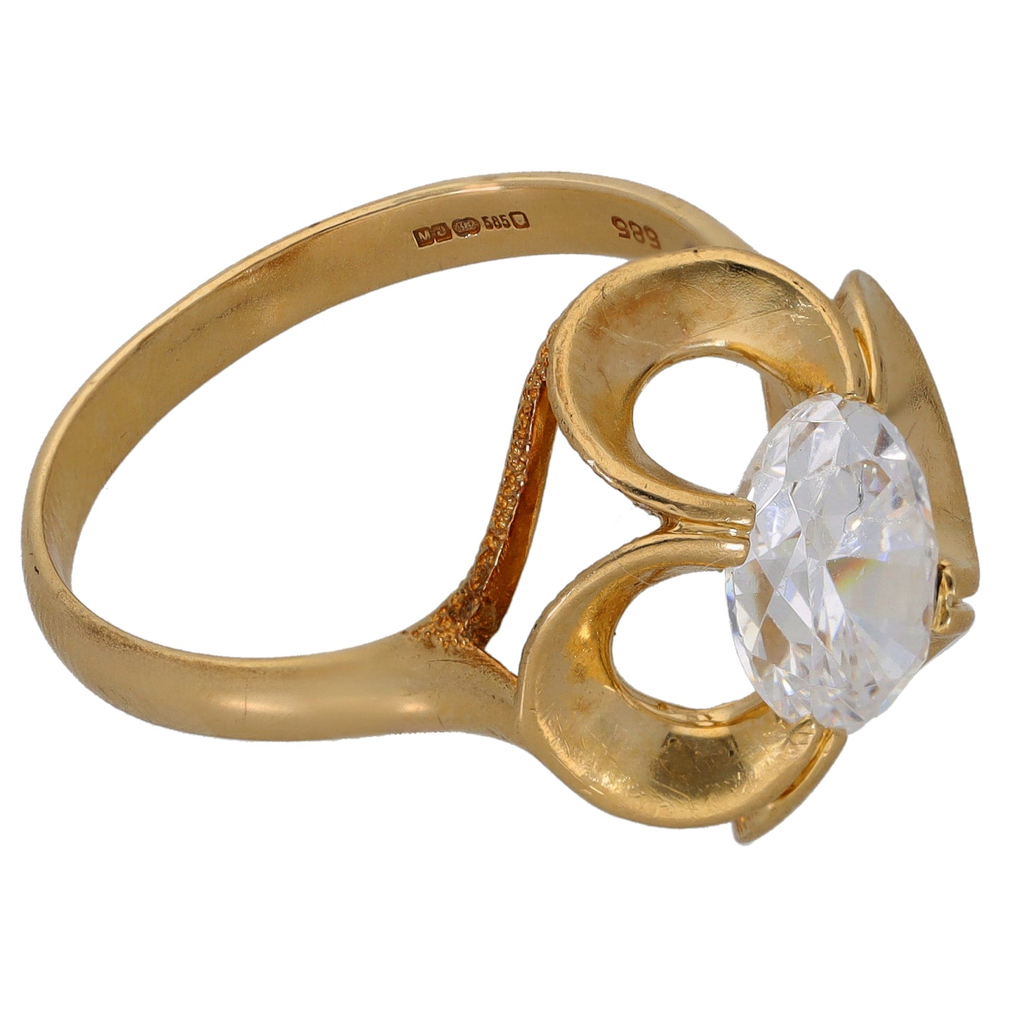 14ct Gold Cubic Zirconia Single Stone Ring Size T