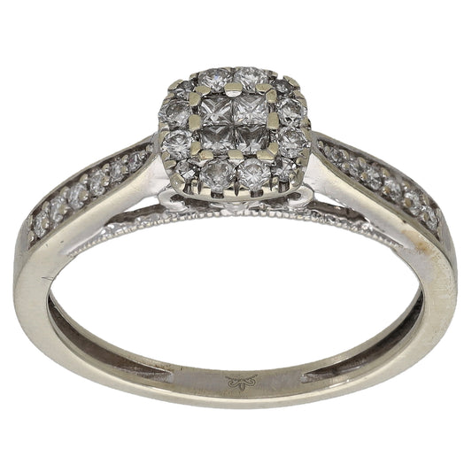 9ct White Gold 0.33ct Diamond Dress/Cocktail Ring Size M