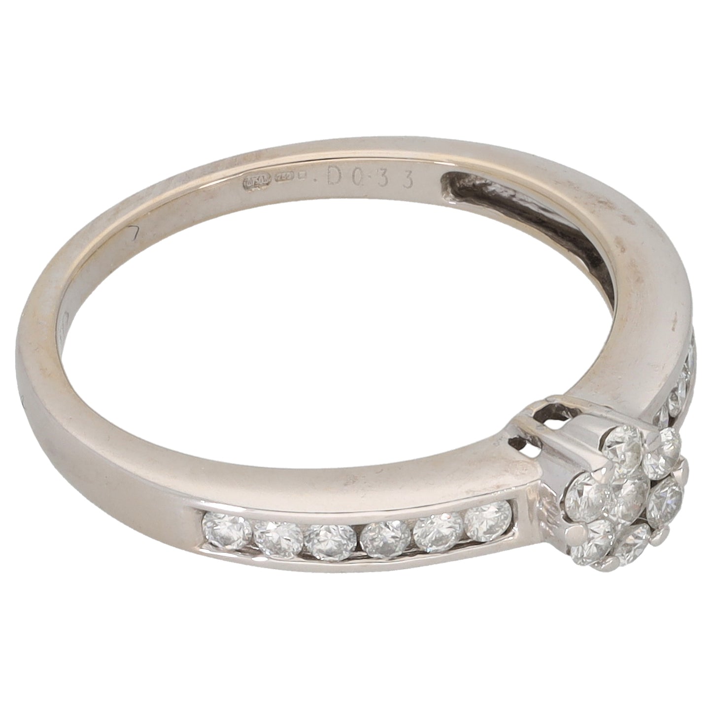 18ct White Gold 0.33ct Diamond Cluster Ring Size M