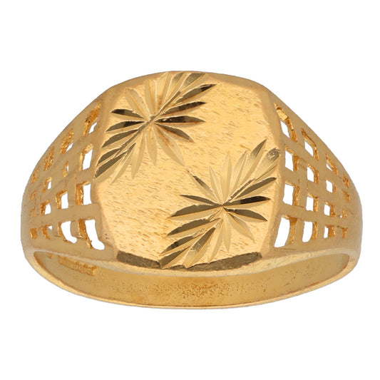 22ct Gold Patterned Signet Ring Size V