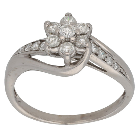 9ct White Gold 0.42ct Diamond Cluster Ring Size N