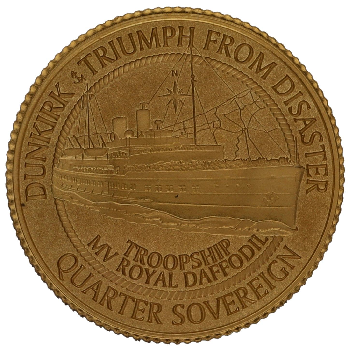 22ct Gold Dunkirk Triumph From Disaster Quarter Sovereign Coin 2020