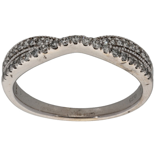 18ct White Gold 0.25ct Diamond Half Eternity Ring Size O