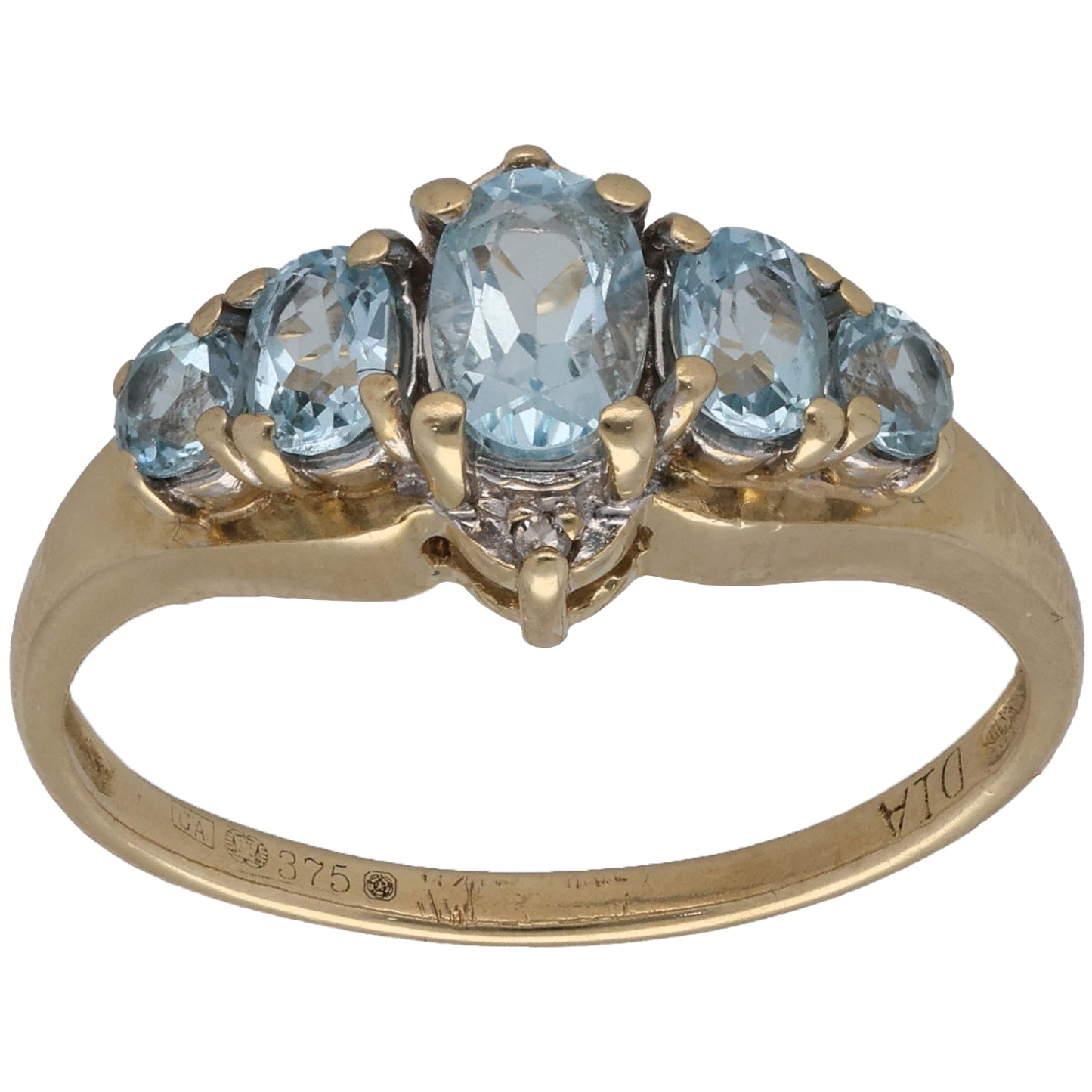 9ct Gold Topaz & 0.01ct Diamond Dress/Cocktail Ring Size P