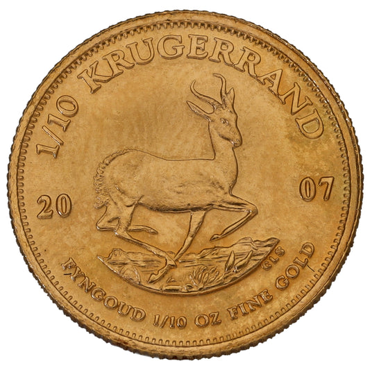 22ct Gold 1/10 OZ Krugerrand Coin 2007