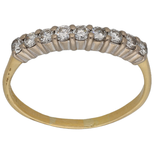 18ct Gold 0.45ct Diamond Half Eternity Ring Size Q