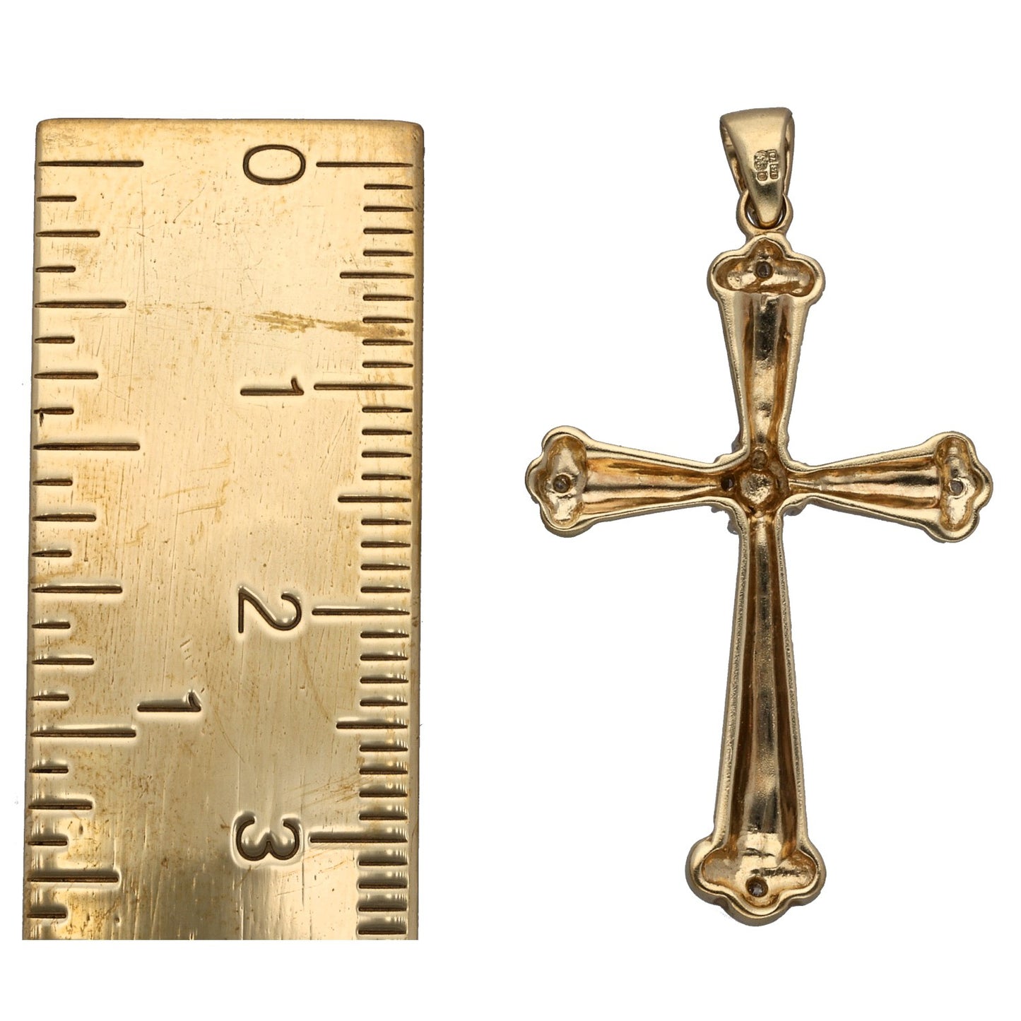 9ct Bicolour Gold 0.06ct Diamond Cross Pendant