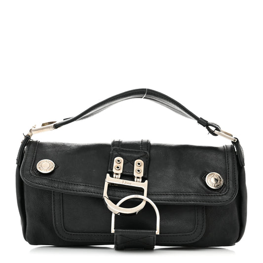 Christian Dior Flight Mini Clutch Calfskin Leather Bag - Black