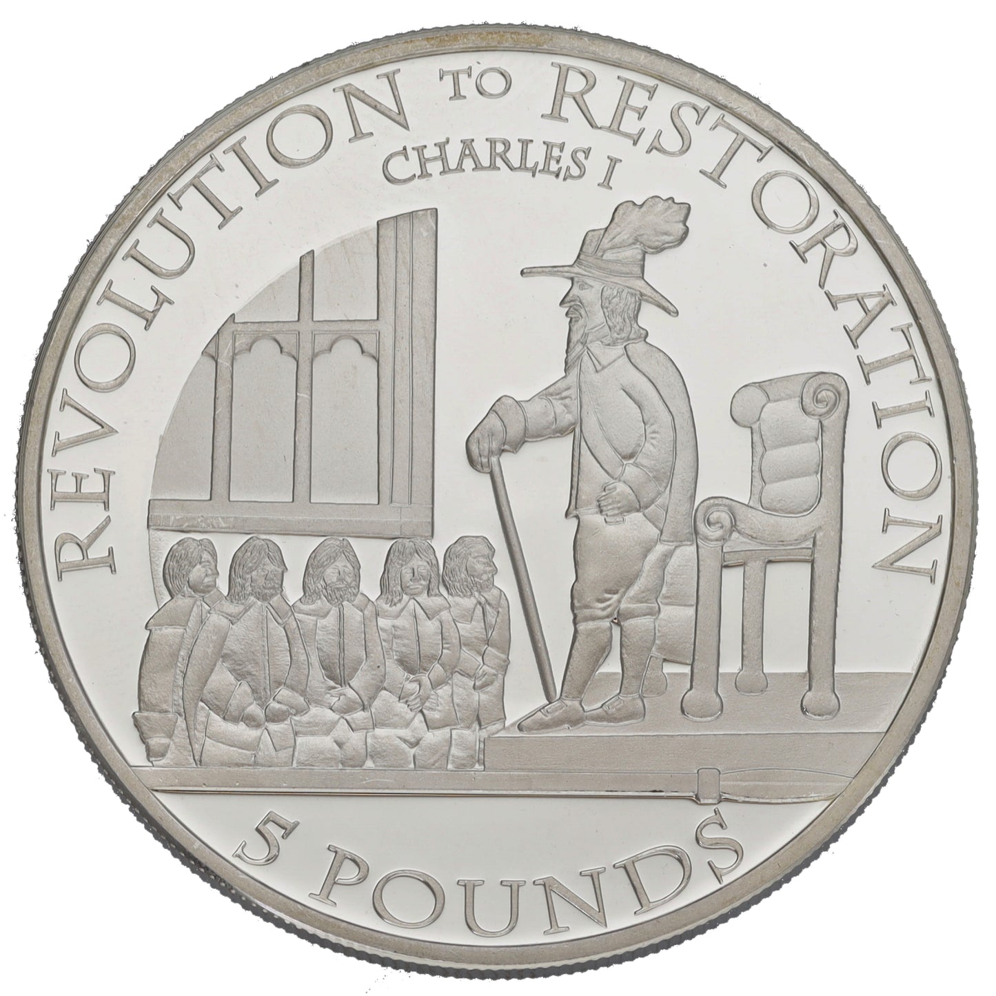 Sterling Silver Revolution To Restoration Charles I 5 Pounds Coin 2010