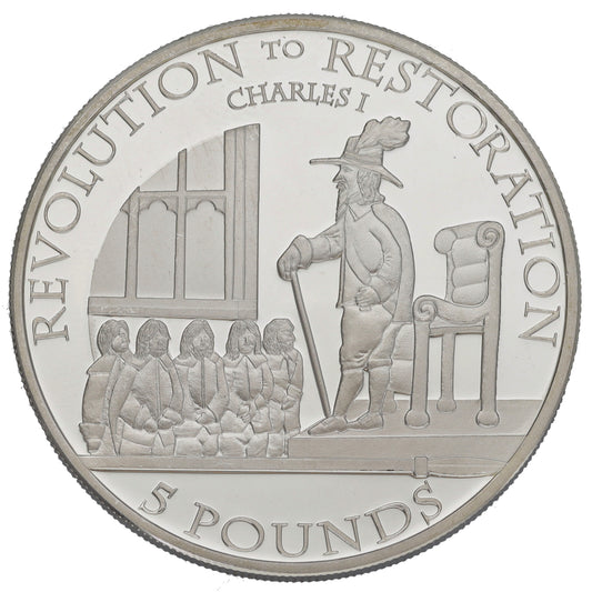 Sterling Silver Revolution To Restoration Charles I 5 Pounds Coin 2010