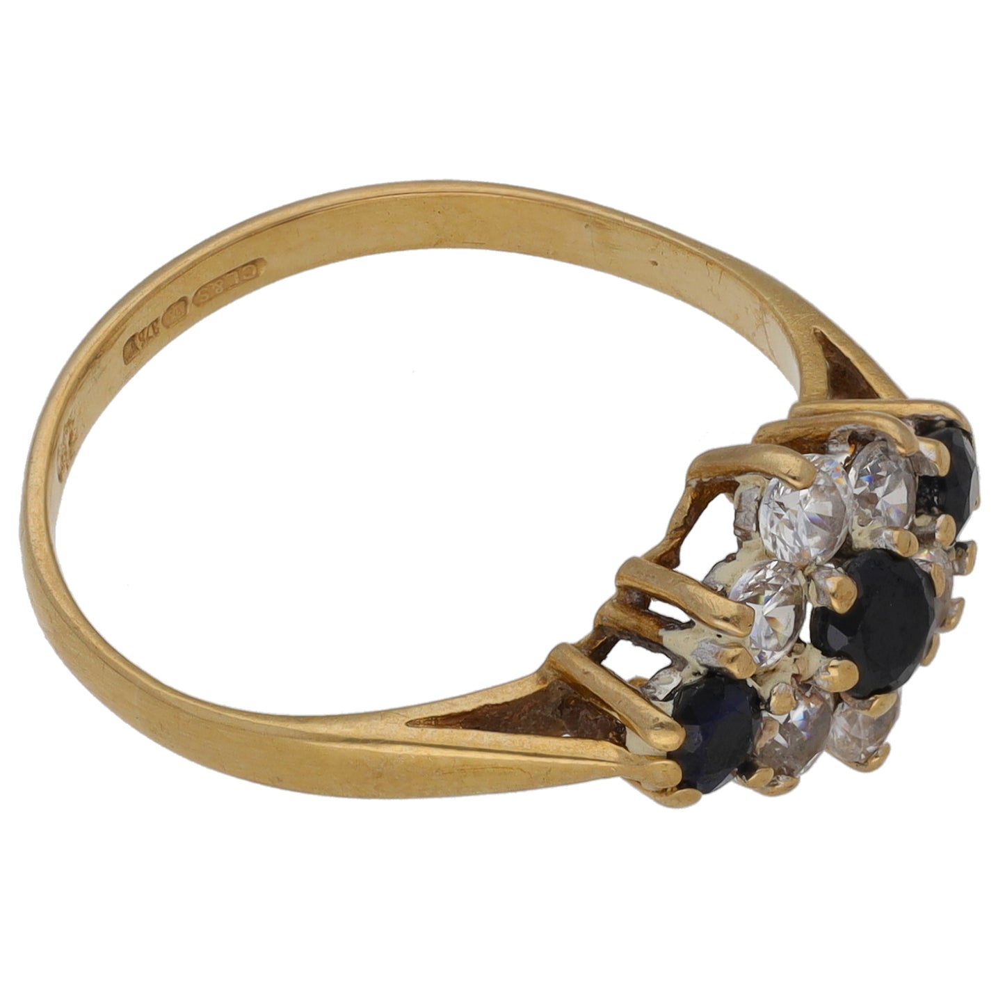 9ct Gold Sapphire & Cubic Zirconia Dress/Cocktail Ring Size N