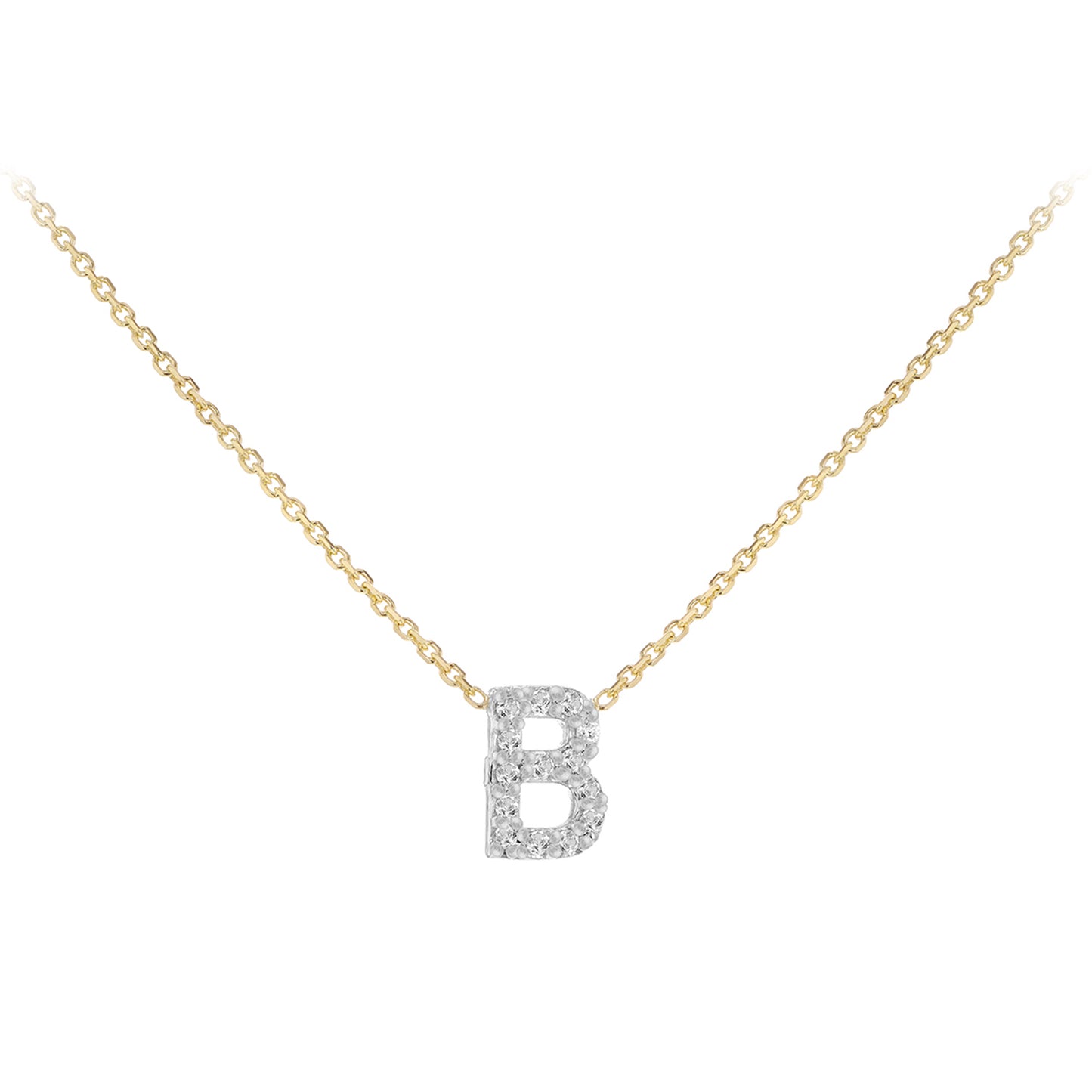 New 9ct Gold Diamond Initial A-Z Chain/Necklace 15-17"