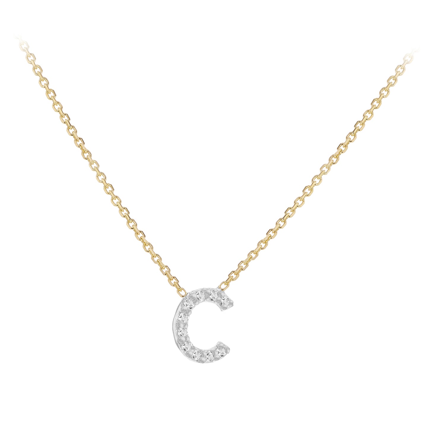 New 9ct Gold Diamond Initial A-Z Chain/Necklace 15-17"