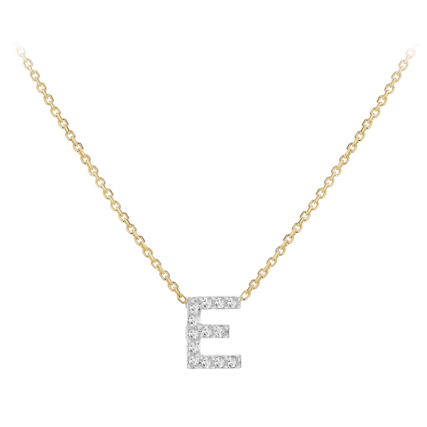 New 9ct Gold Diamond Initial A-Z Chain/Necklace 15-17"