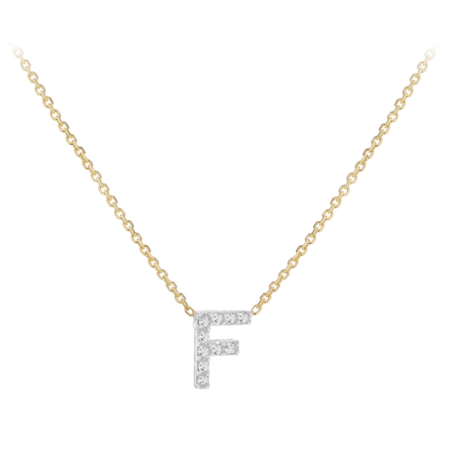 New 9ct Gold Diamond Initial A-Z Chain/Necklace 15-17"