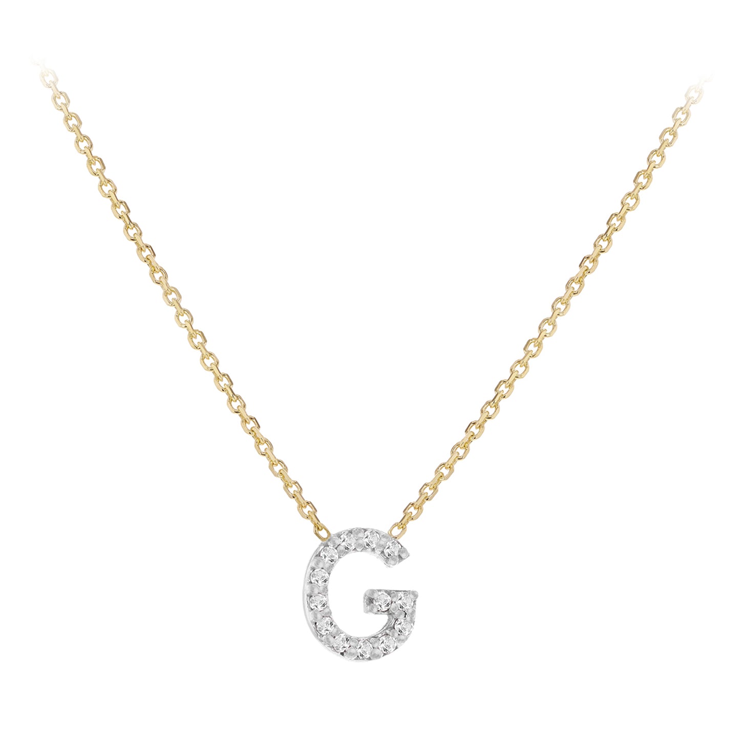 New 9ct Gold Diamond Initial A-Z Chain/Necklace 15-17"