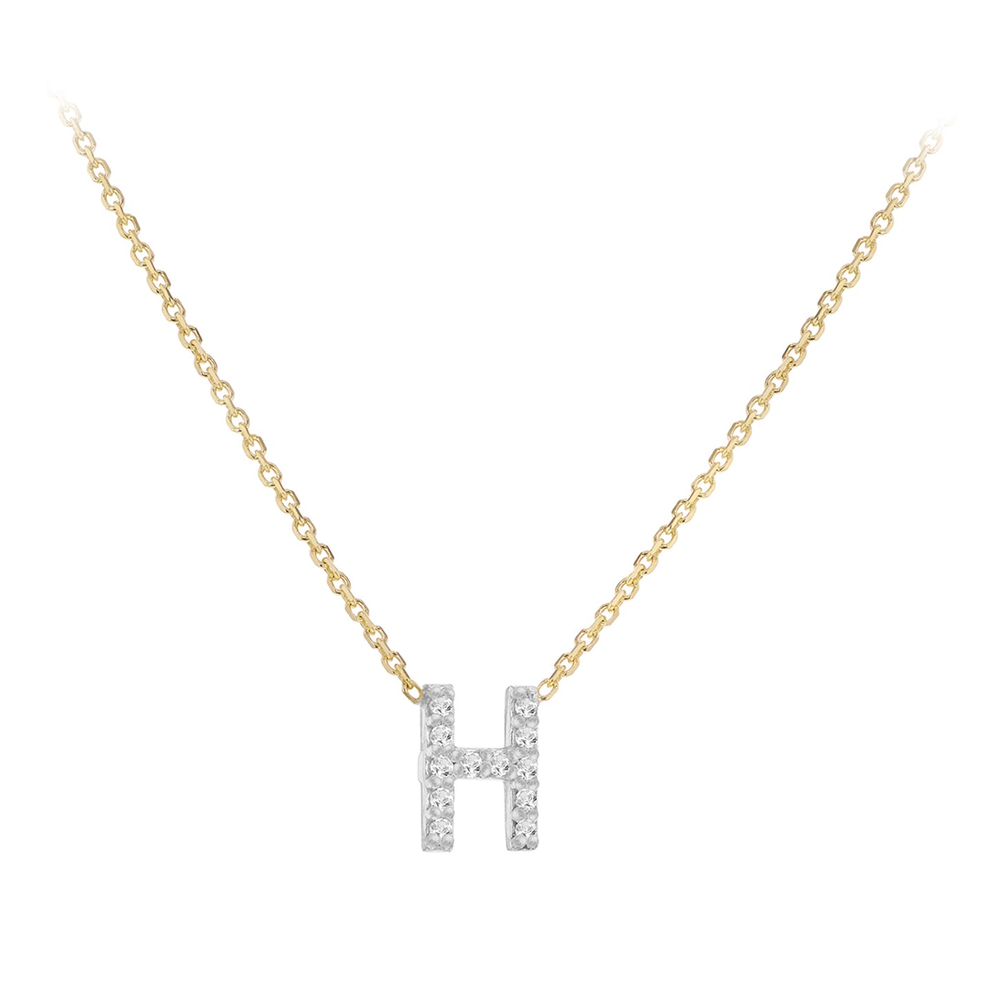 New 9ct Gold Diamond Initial A-Z Chain/Necklace 15-17"