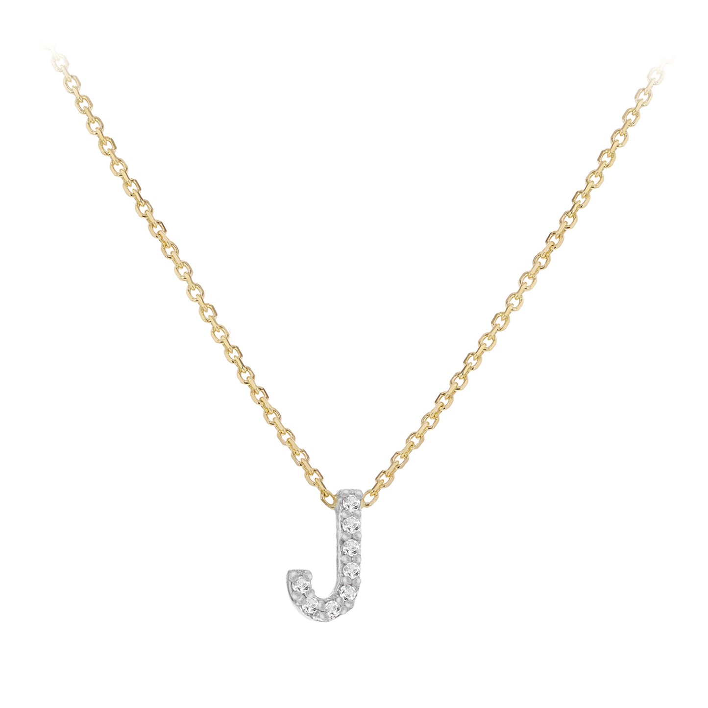 New 9ct Gold Diamond Initial A-Z Chain/Necklace 15-17"