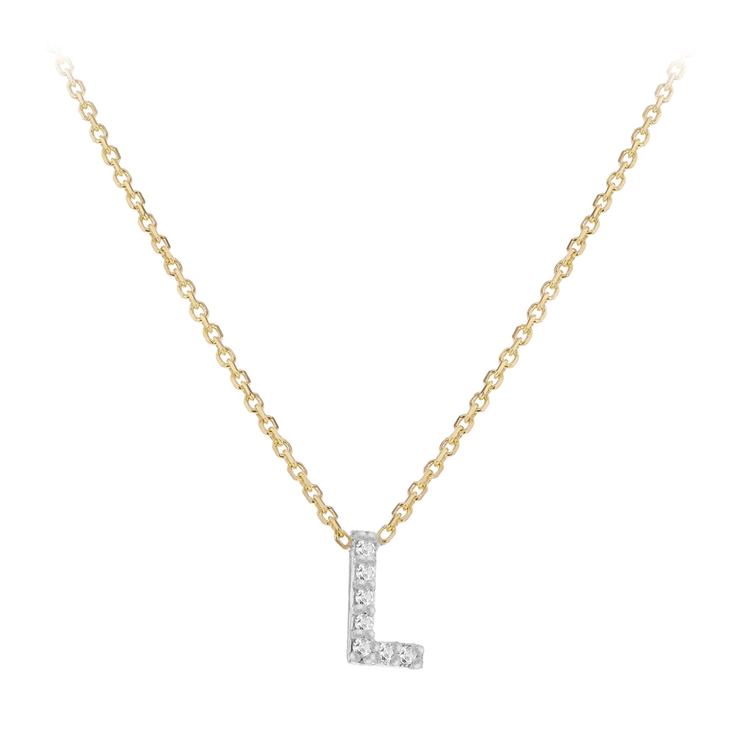 New 9ct Gold Diamond Initial A-Z Chain/Necklace 15-17"