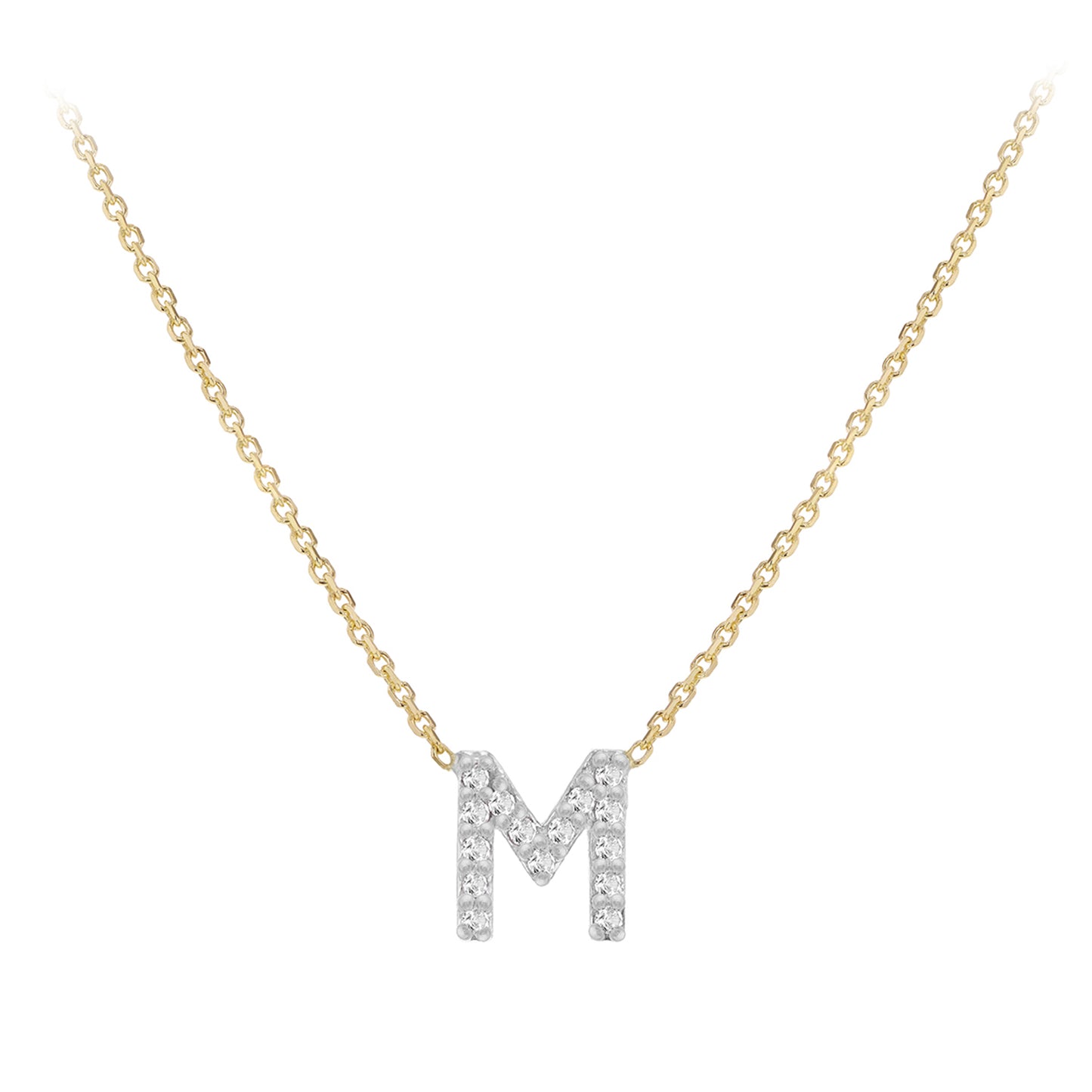 New 9ct Gold Diamond Initial A-Z Chain/Necklace 15-17"