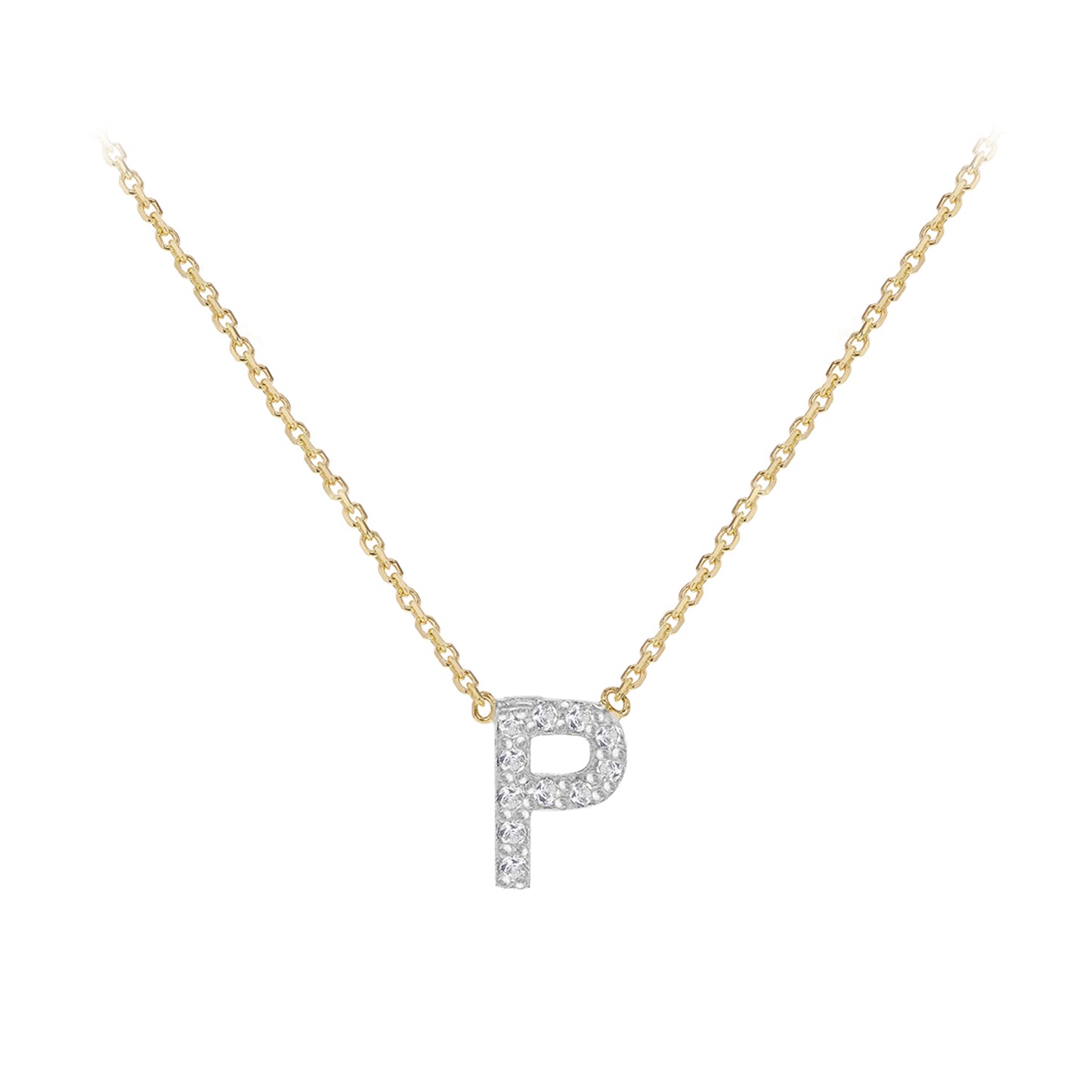 New 9ct Gold Diamond Initial A-Z Chain/Necklace 15-17"