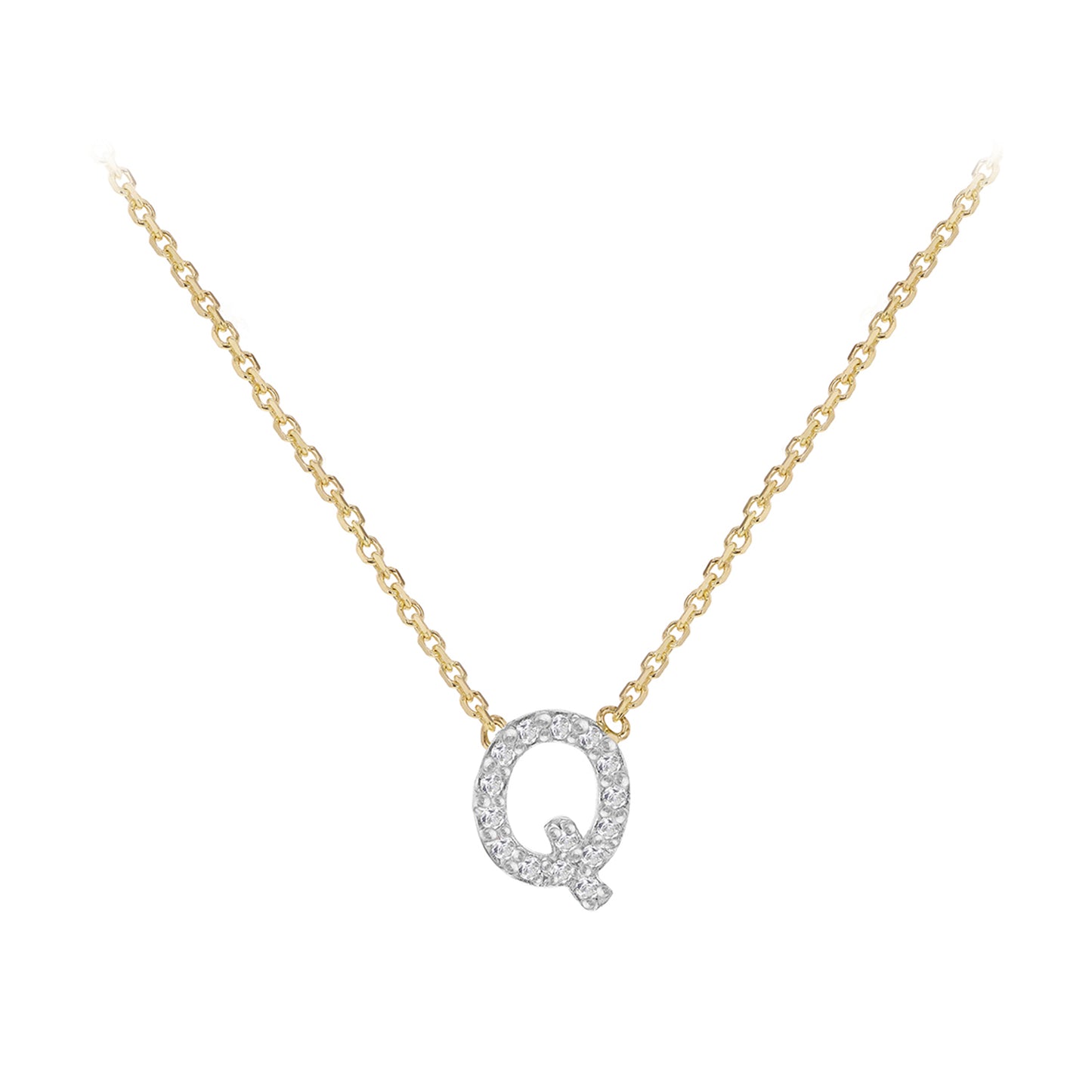 New 9ct Gold Diamond Initial A-Z Chain/Necklace 15-17"