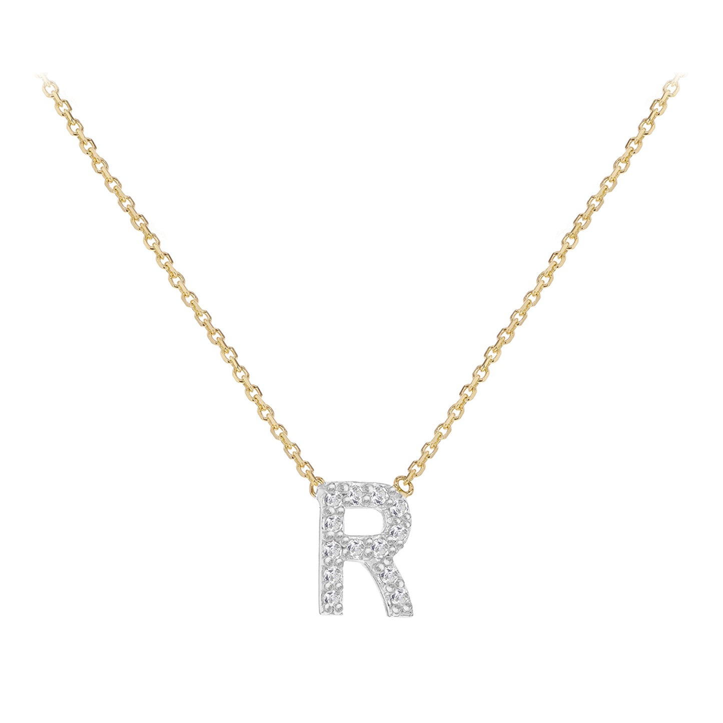 New 9ct Gold Diamond Initial A-Z Chain/Necklace 15-17"