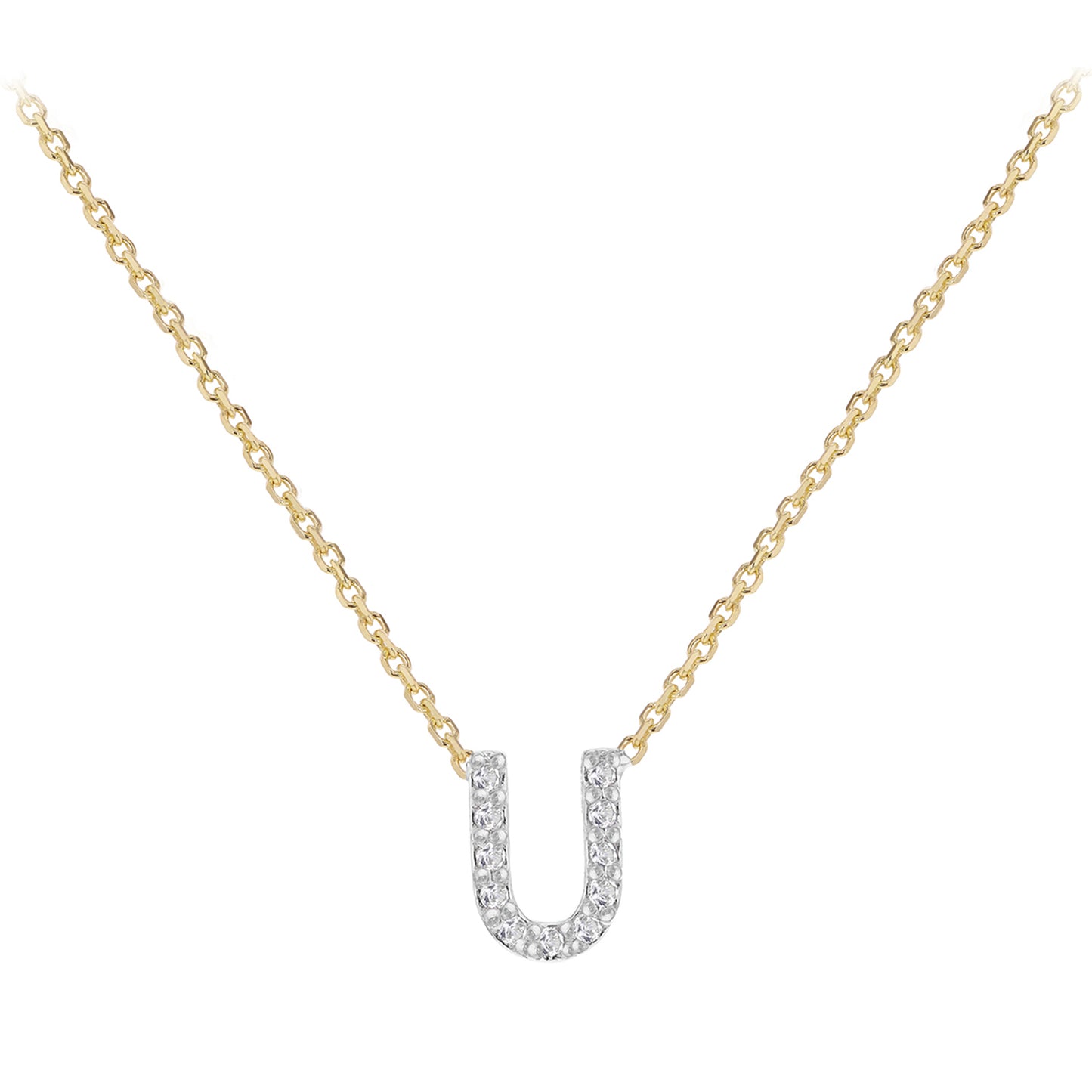 New 9ct Gold Diamond Initial A-Z Chain/Necklace 15-17"