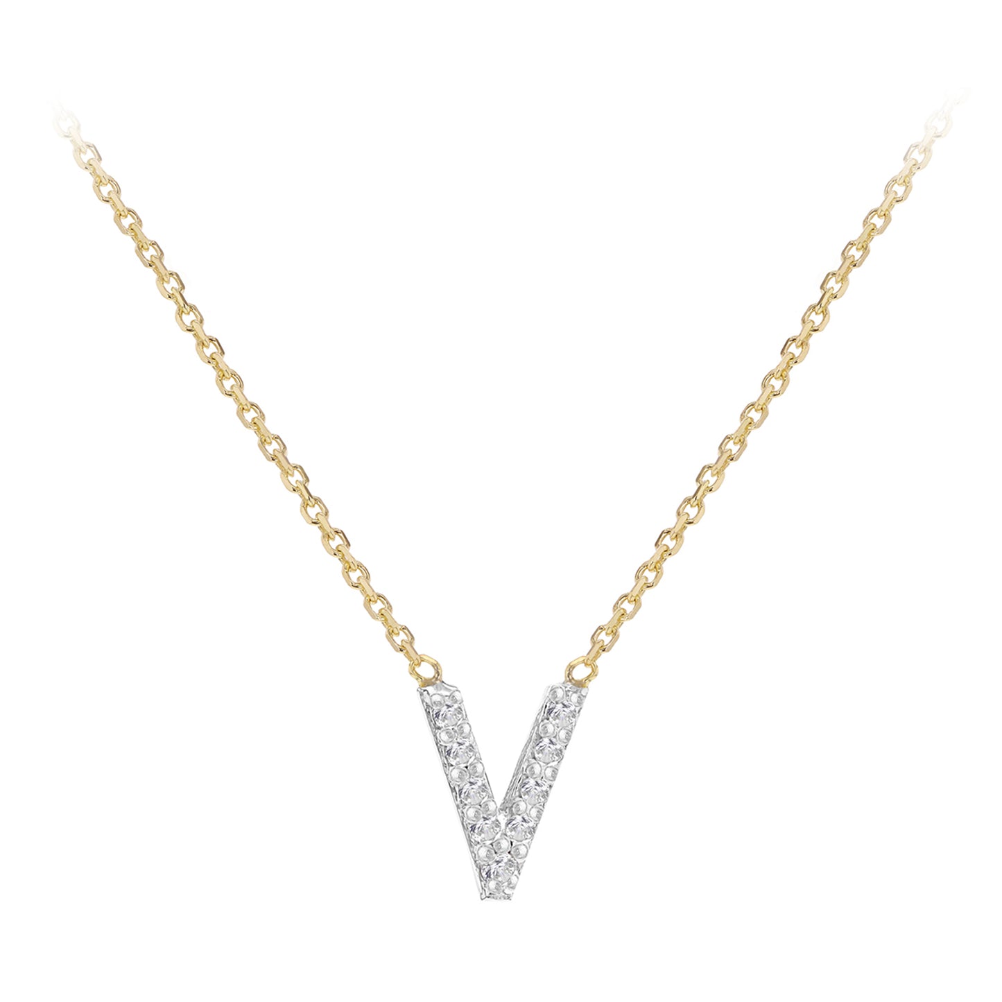 New 9ct Gold Diamond Initial A-Z Chain/Necklace 15-17"