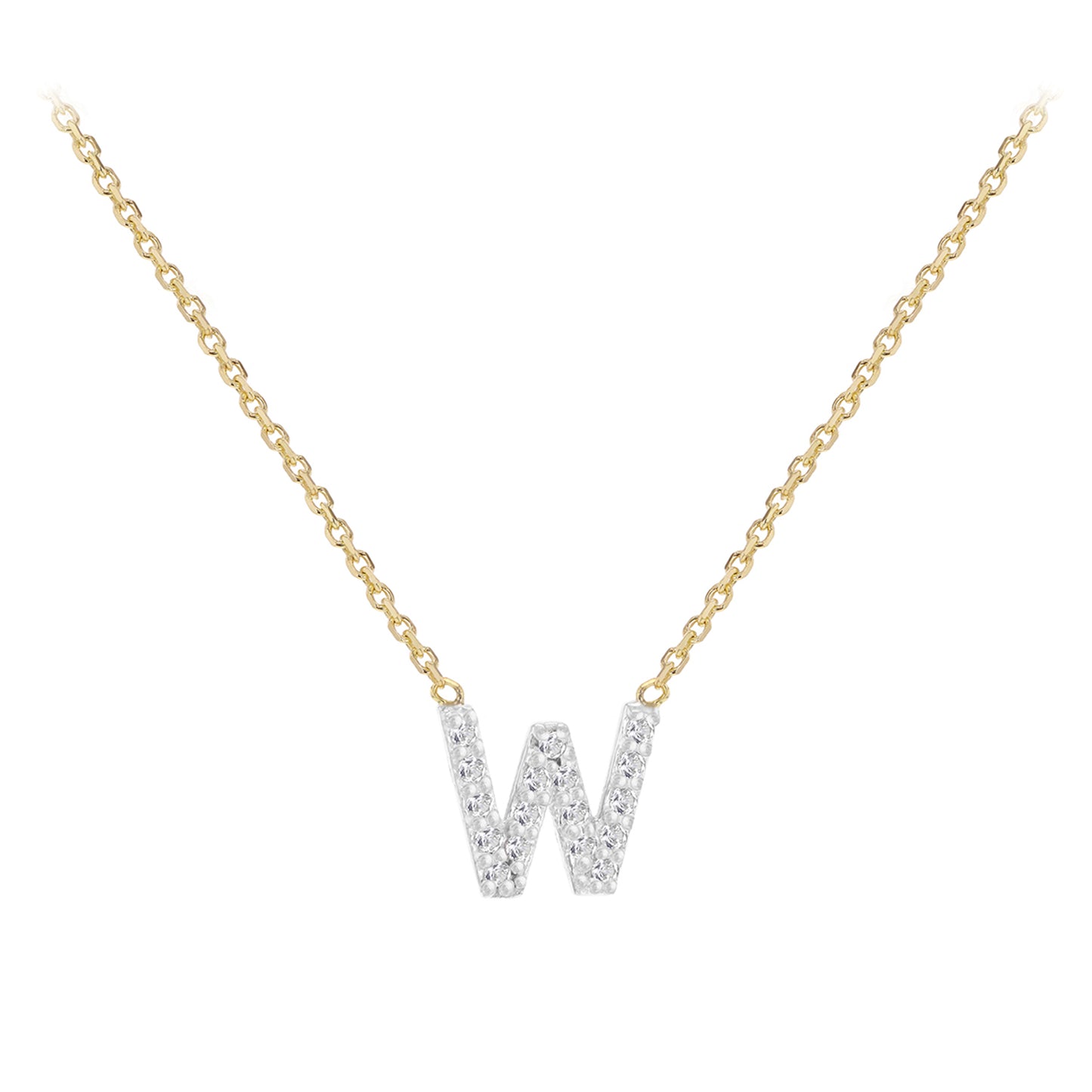 New 9ct Gold Diamond Initial A-Z Chain/Necklace 15-17"