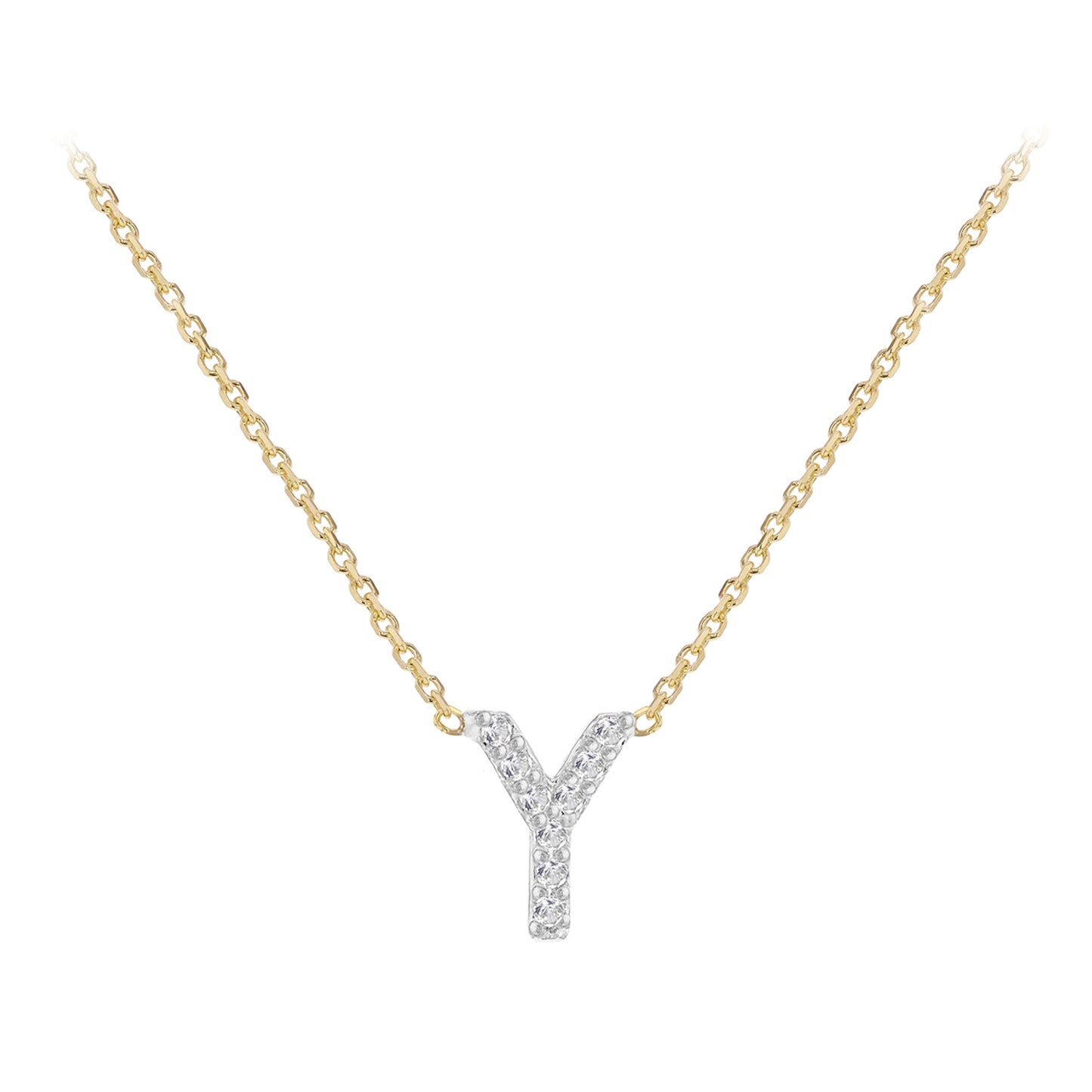 New 9ct Gold Diamond Initial A-Z Chain/Necklace 15-17"