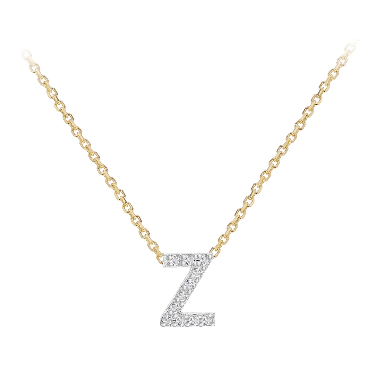 New 9ct Gold Diamond Initial A-Z Chain/Necklace 15-17"