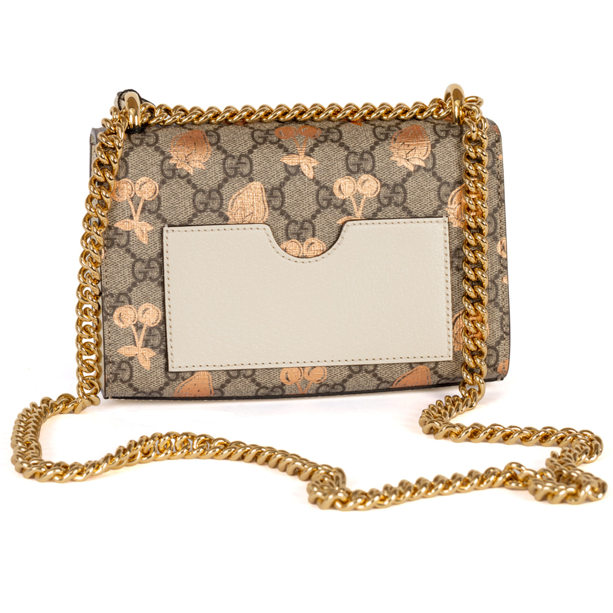 Gucci Small Padlock Berry Print GG Monogram Coated Canvas Crossbody Bag - Beige