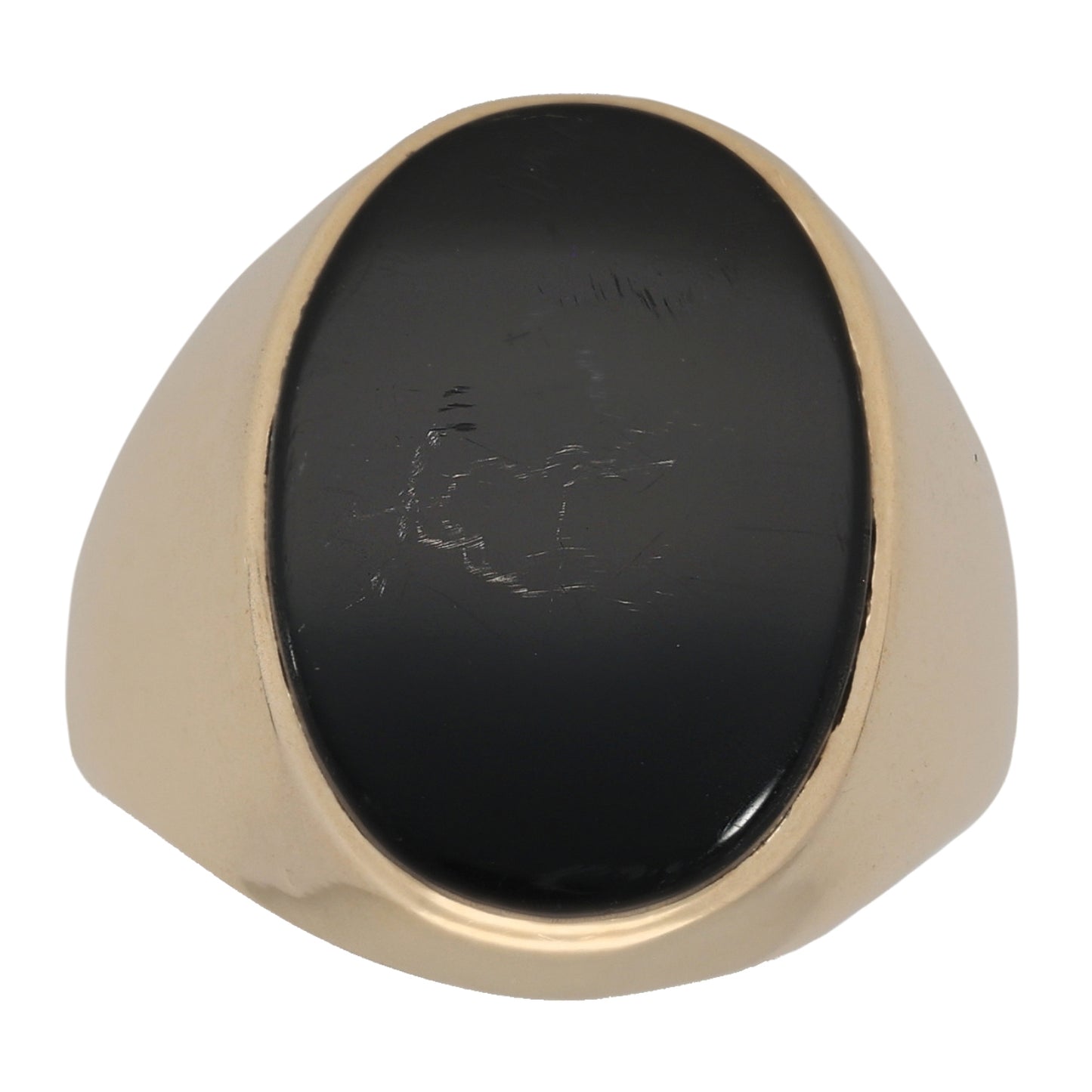 9ct Gold Onyx Single Stone Ring Size S