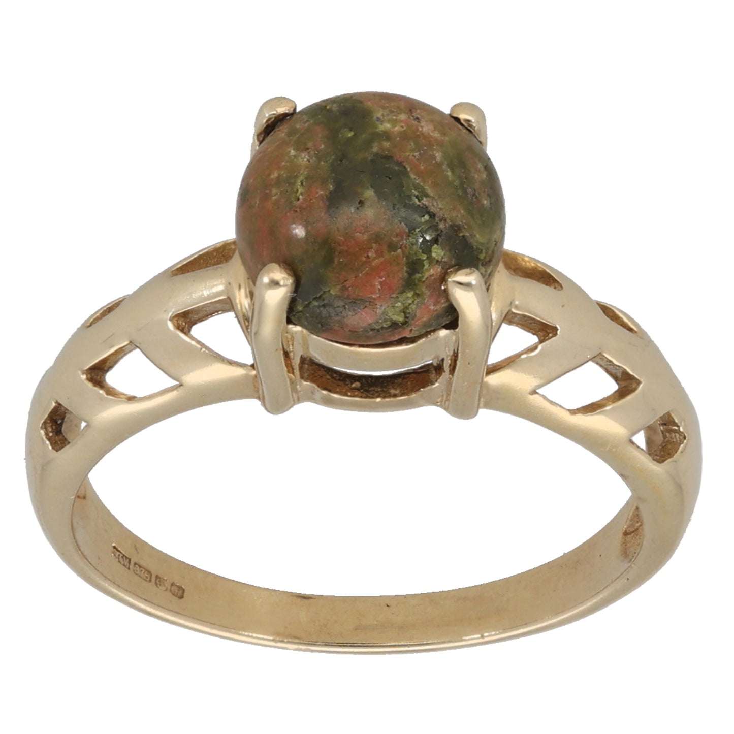 9ct Gold Unakite Single Stone Ring Size N