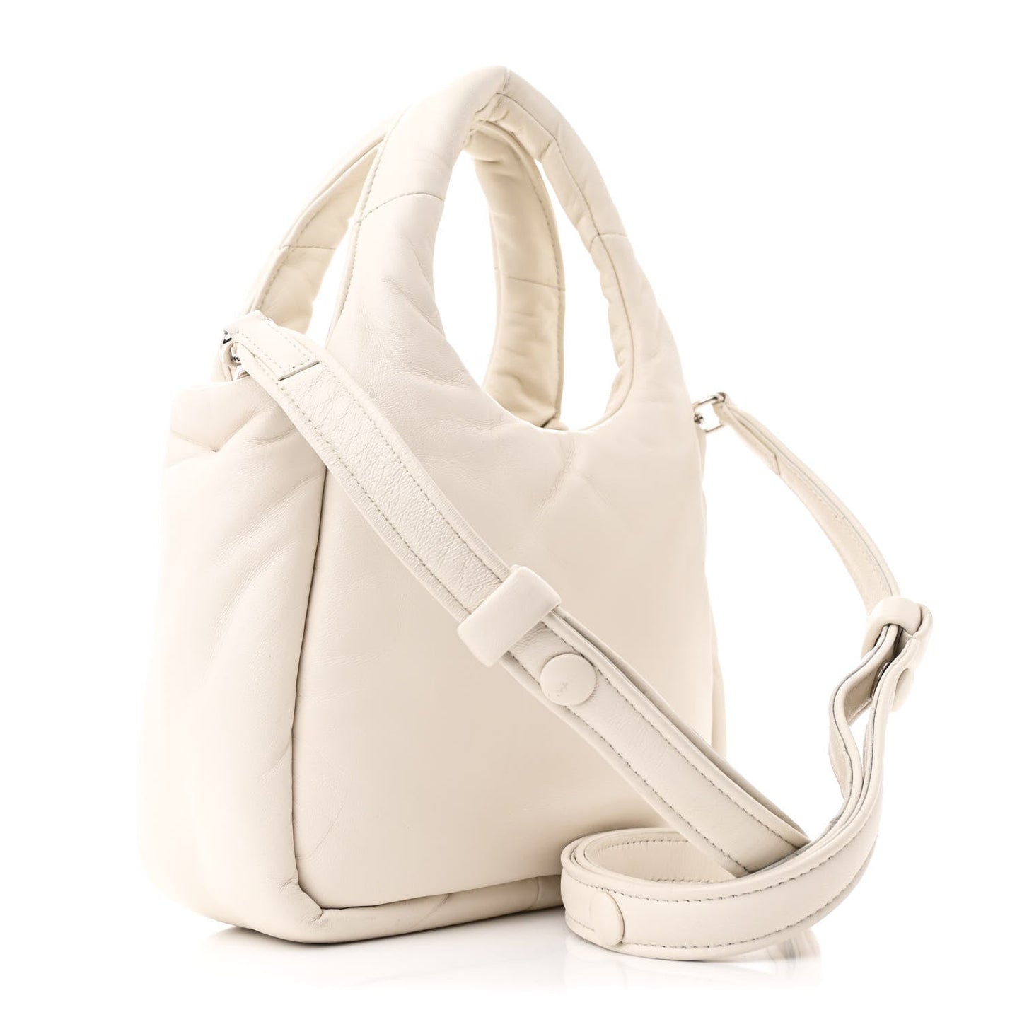 Prada Soft Padded Small Double Handled Shoulder Nappa Leather Bag - White